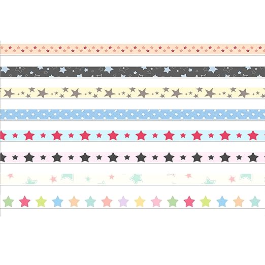8Roll 3mm Star Washi Tape Set Colorful Stars Decorative Tape Pack Y2K Pentagram Stars Aesthetic Thin Washi Tape Bulk Scrapbooking Journaling Five Pointed Star Washi Tapes Craft Scrapbook Supplies