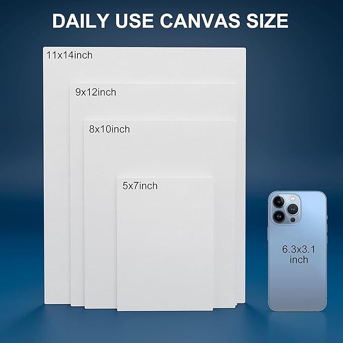 Canvas Panels 11x14 Inch 12-Pack, 10 oz Primed 100% Cotton Canvases for Painting, White Blank Flat Canvas Boards for Oil Acrylics Watercolor Tempera Paints
