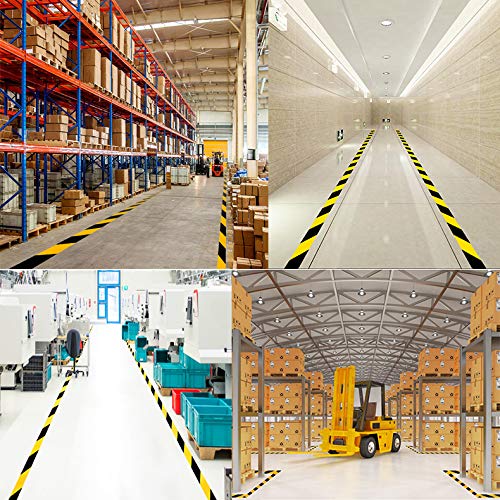 Waterproof Reflective Safety Tape Roll 2" X150' Yellow Black Striped Floor Marking Tape Hazard Caution Warning Tape Auto Truck Self-Adhesive Safety Sticker Strips for Wall Factory Trailer Vehicle