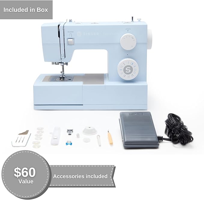 SINGER Heavy Duty 4423 Meltwater Blue High Speed Sewing Machine with Accessory Kit | Strong Motor With Enhanced Piercing Power, 97 Stitch Applications, Full Metal frame, 1-step Buttonhole & LED Light