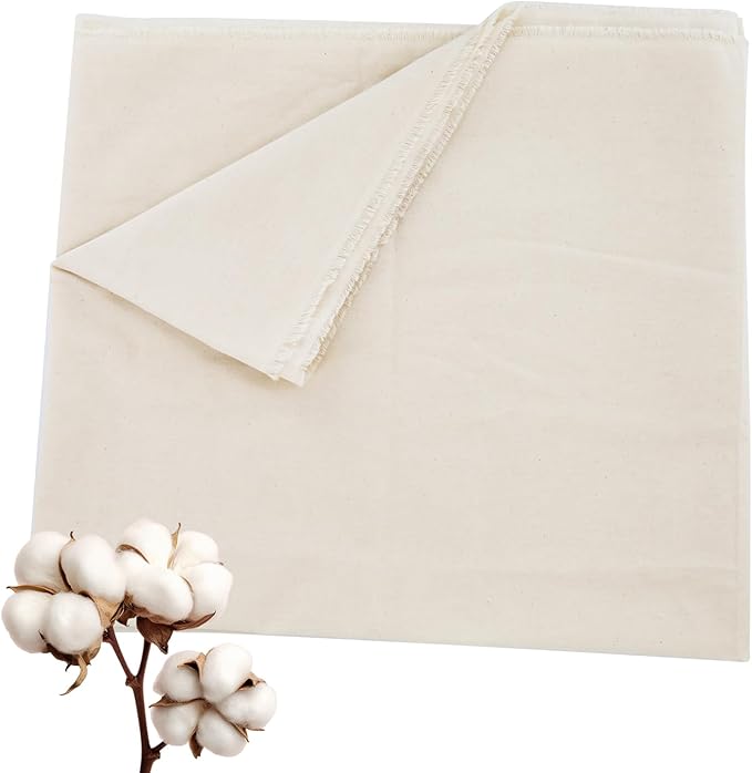 Beige Cotton Muslin Fabric, 63 Inch X 2 Yards Natural 100% Cotton Fabric by The Yard, Suitable for Sewing Embroidery, Garments, Crafts