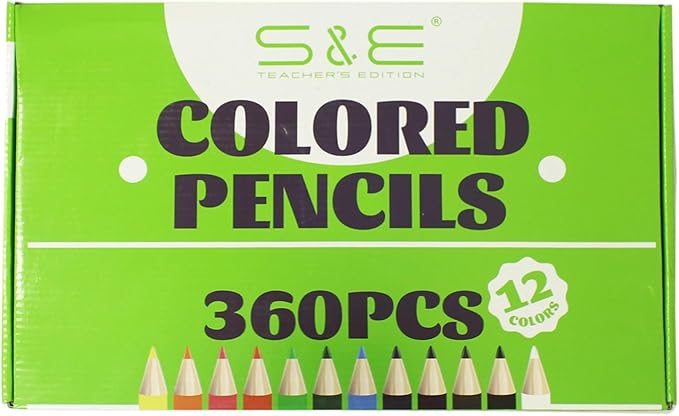 S & E TEACHER'S EDITION Colored Pencils 360Pcs,Coloring Pencils Set Drawing Pencils for Sketch, Woodcase Lead,Wooden Colored, Back to school Christmas Gifts