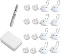 8 Pcs Duvet Clips with Pins Quilt Fixer,Non-Slip Duvet Cover Clips,Duvet Clips to Hold Comforter Inside,No Needles，Penguin Pattern(Inc Hook Tool,Storage Box)(White)