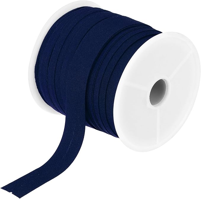 MECCANIXITY 1/2 Inch Single Fold Bias Tape Cotton Continuous Bulk Bias Tape for Sewing,Seaming Quilting Hemming Binding Crafts (Navy Blue 25 Yards)