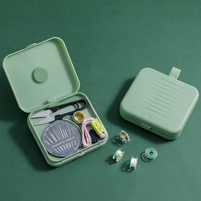 Small Sewing kit Travel Size, Mini Sewing Kits Storage-Box Gifts for Adults, Beginners DIY Easy Embroidery Thread Needle Accessories,Home and Hand Sewing Supplies, Basic Emergency Needle case (Green)