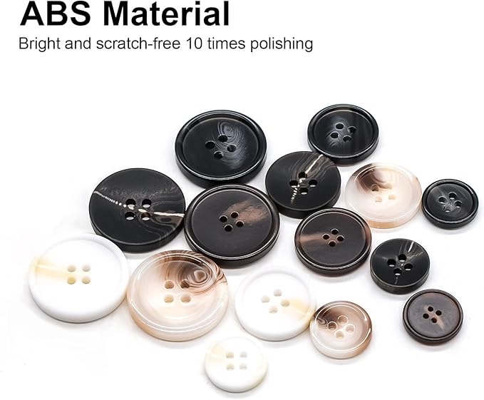 110Pcs Mixed Sewing Buttons, 4-Hole Craft Round Blazer Buttons, 5 Color 3 Size(15mm,20mm,25mm) Suit Coats Resin Button, Suitable for Variety Clothing Sewing, DIY Craft(White)