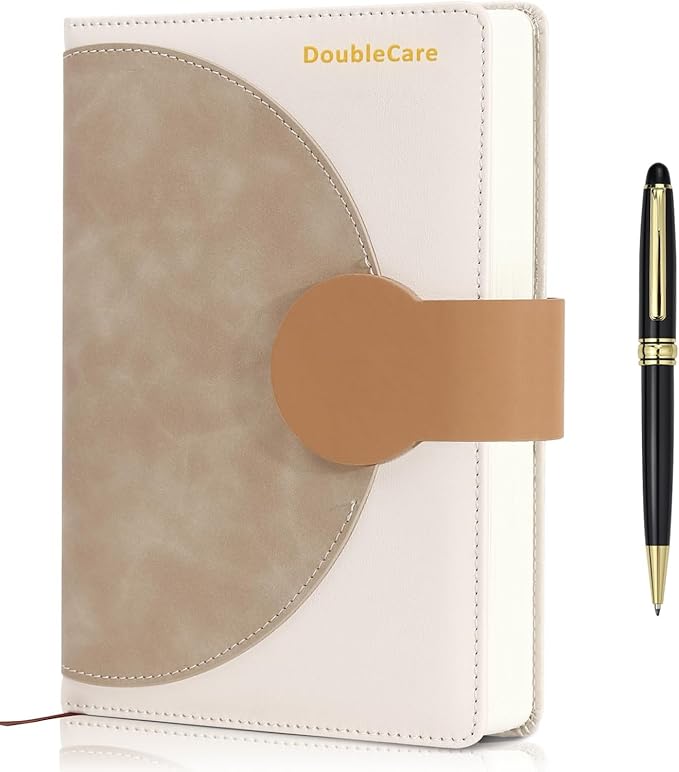 A5 Journal Notebooks, 300 Pages Leather Diary with Magnetic Buckle Closure and Luxury Pen, 80GSM, Lined Notebook for Women and Men, Suitable for Diary, Notes, 5.9 x 8.5 Inches