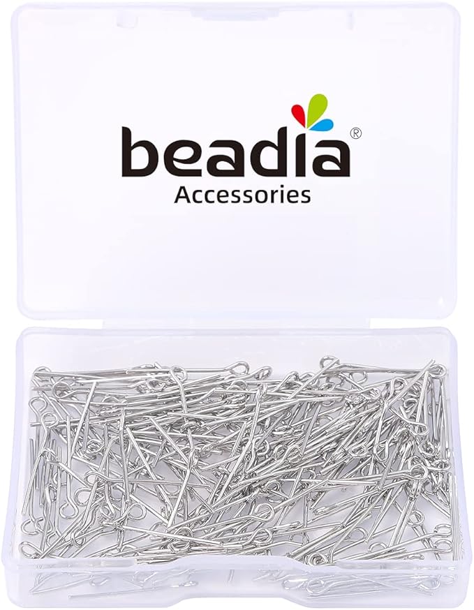 Platinum Plated Open Eye Pins Non Tarnish 20mm 200pcs for Jewelry Making Findings
