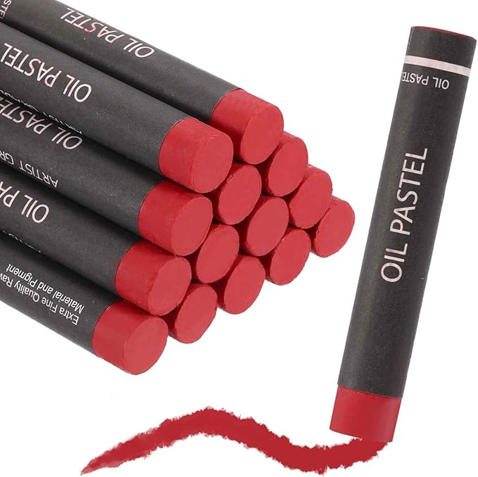 MECCANIXITY Soft Oil Pastels, Oil Pastel Crayons Vibrant Color Blendable Art Supplies for Painting Drawing Blending Painting Artists Beginners Professional(Red, Pack of 36)