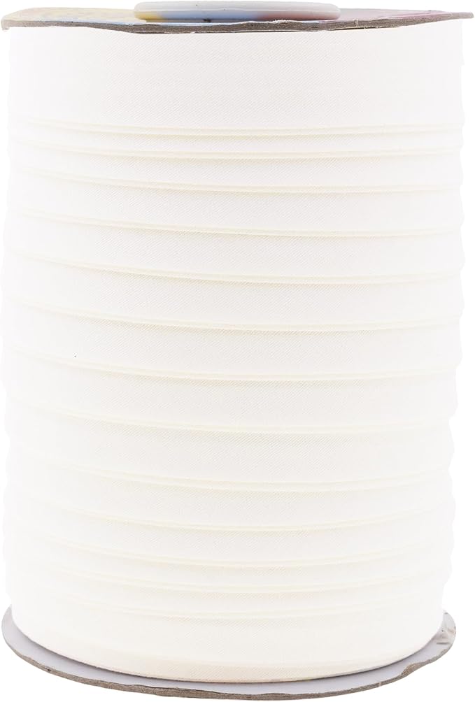 Mandala Crafts 55 Yards 1/2 Inch Ivory Double Fold Bias Tape for Sewing - Bias Binding Tape for Quilting Binding, Hemming, Seam, and Fabric Piping