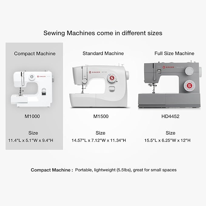SINGER M1000 Mending Machine | Compact, Lightweight & Portable With 32 Stitch Applications & LED Light | Great for Light to Medium Weight Fabrics & Repairs – White