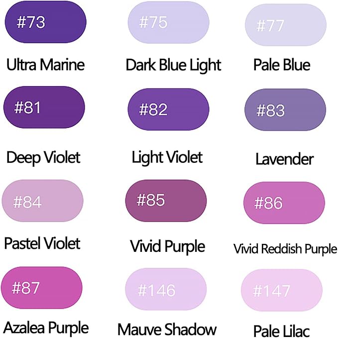 12Pcs Alcohol Markers Pure Color Series,Dual Tip Art Solid Color Markers Set for Adults Beginner Drawing Sketching(Purple)