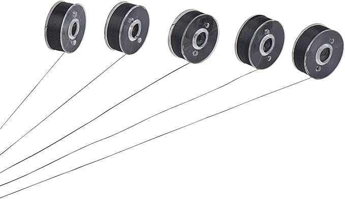 Simthread 144 Prewound Bobbin Thread Size L 60WT (SA155) for Husqvarna Viking pfaff Creative Vision Embroidery Machines Plastic Side - Black