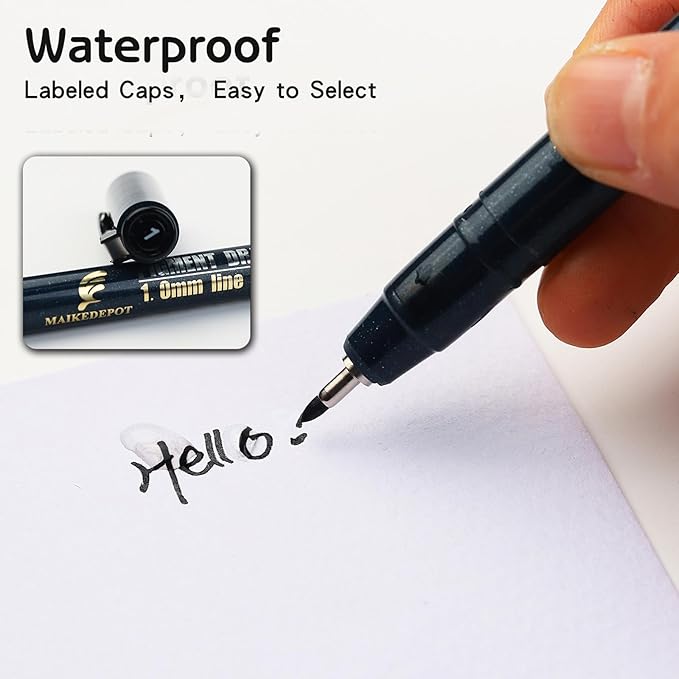 Micro Fineliner Drawing Art Pens Calligraphy Pens for Artist Drawing Supplies, 16 Set Waterproof Black Ink Pens for Sketching,Outline,Stippling