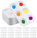 25 PCS Plastic Paint Palettes, 6 Wells Rectangular White Tray Palettes for DIY Craft and Art Painting Party Watercolor (4.72 * 3.26 inch)