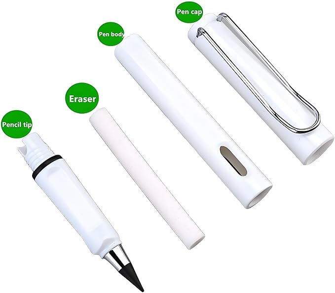12pcs unlimited pencils, for children's writing, permanent ink-free pencils and erasers - no sharpening, reusable, suitable for schools, art, sketching (multicolor) (12 pcs Colour)