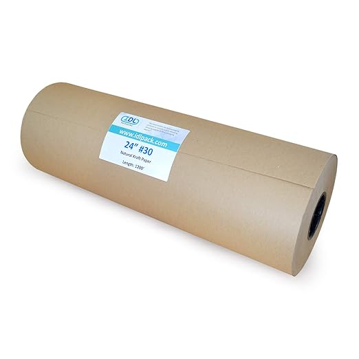 IDL Packaging Large Brown Kraft Paper Roll 24" x 1200 feet (14400 inches) - Natural Unbleached, Uncoated Kraft Paper - Perfect Packaging Wrapping Kraft Paper - Old-Fashioned Gift Wrapping Paper