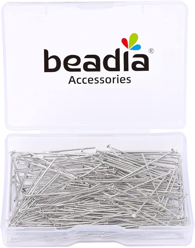 Platinum Plated Flat Head Pins Non Tarnish 30mm 200pcs for Jewelry Making Findings