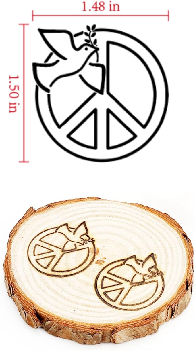AIMOADO Peace Sign Branding Iron, 1 1/2" Brass Branding Iron Stamp for Hats Wood Leather