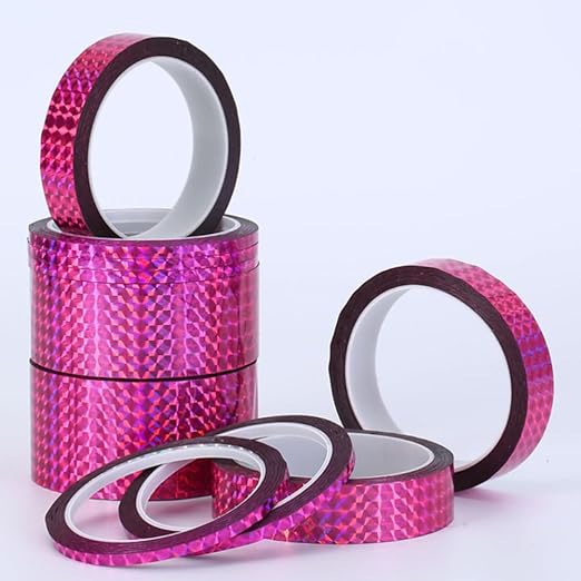 Self-Adhesive Holographic Reflective Tape Prism Tape Holographic Reflective Tape for Keep Birds Away, Craft Projects, DIY Art, Home, Daily Use (Pink, 1 Inch x 55 Yard)