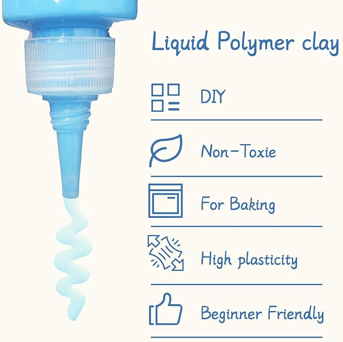 DINGSEN Liquid Polymer Clay 4.2oz, Light Blue Liquid Clay for Polymer Clay Oven-Bake, for DIY Enthusiasts, Easy to Shape & Multi-Mold Compatible