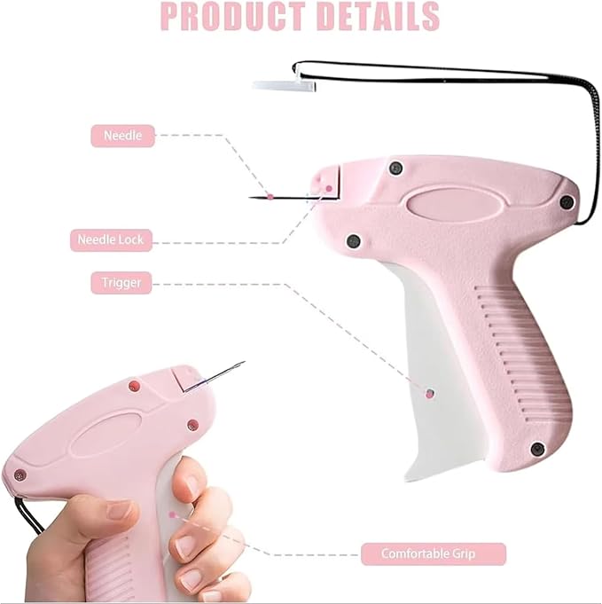 Portable Hemming Tool, Handheld Portable Sewing Machine, Includes 5 Needles, 1000 White Glue Needles& 1000 Black Glue Needles, For Quick Hemming & Repairs (Beige)