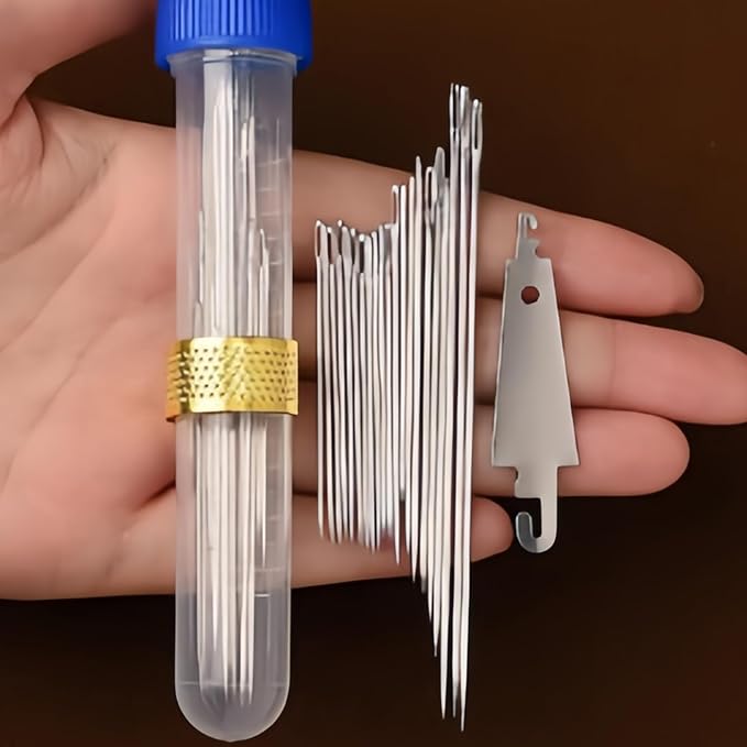 Big Eye Steel Sewing-Needles Kit, 2025 New Stainless Steel-Needles for Hand Sewing, Handmade Quilting for DIY-Craft Lovers