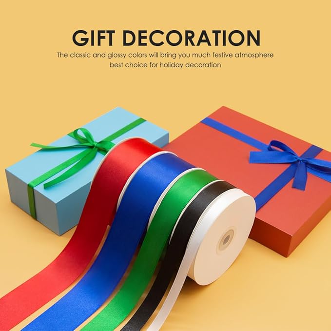 1-1/2" x 50 Yards Satin Ribbon - Black Silk Ribbon with Spool - Ideal for Gift Wrapping, Floral Bouquets, Crafts, Wedding Party Decorations, Christmas and Sewing Projects