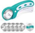 45mm Rotary Cutter for Fabric, Fabric Cutters with 5pcs Extra Rotary Blades, Roller Cutter Set for Sewing, Quilting, Leather & Craft Projects (Teal)