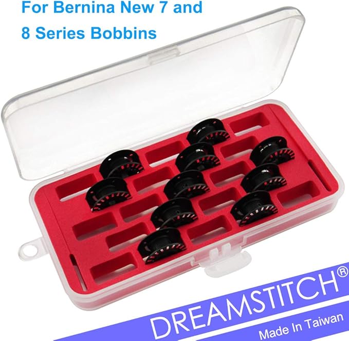 DREAMSTITCH Bobbin Case for Bernina New 7 and 8 Series Jumbo Bobbin Sewing Bobbin Storage Case and Saver Holds 23 Bobbins Box Organizer - Red