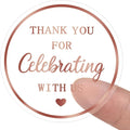 120 PCS Thank You for Celebrating with Us Stickers, 2 Inch Round Thank You Rose Gold Sticker Labels for Party Favors, Gifts, Envelopes, Weddings, Birthdays
