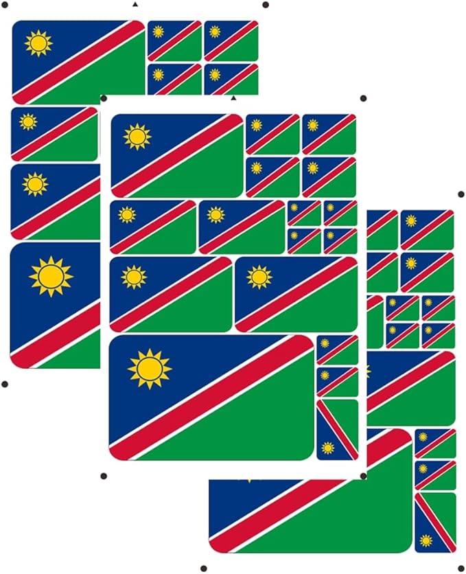 vmcoatdu Namibia Flag Laser Printing Sticker 3 Pcs Decal in Multiple Sizes Stickers (Green Namibia)