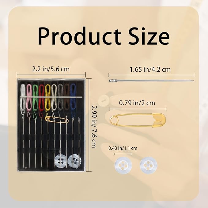 2 Boxes Easy Pre Threaded Needle Kit, Prethreaded Sewing Kits, Small Home Travel Sewing Box with Pin Button, Box Each Box with 10 Pieces