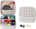 Mini Sewing Kit in Stylish Leather Case – Complete Set with Scissors,Needles,Thread & More, Fashion Box for Store Jewelry– Perfect for Beginners & Travel (White)