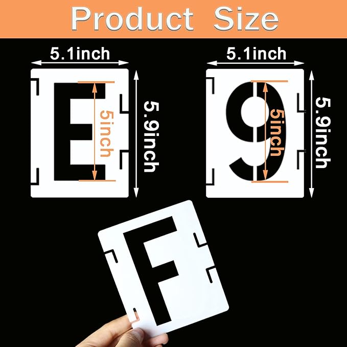 YEAJON 5 Inch Letter Stencils Symbol Numbers Craft Stencils, 42 Pcs Reusable Alphabet Templates Interlocking Stencil Kit for Painting on Wood, Wall, Fabric, Rock, Chalkboard, Sign, DIY Art Projects
