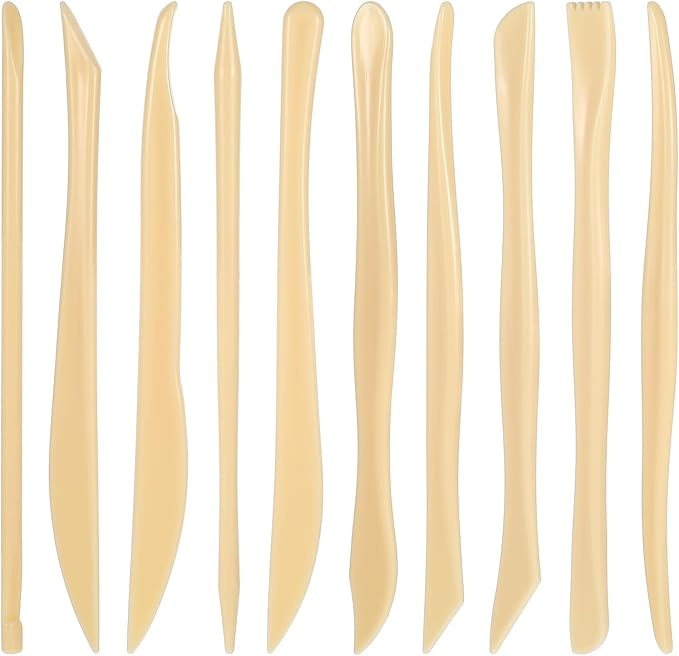 AOZUO 10PCS Double-Ended Clay Sculpting Tools, Plastic Polymer Clay Modeling Tools Ceramic Pottery Carving Tools for Cutting Embossing Smoothing Shaping Molding