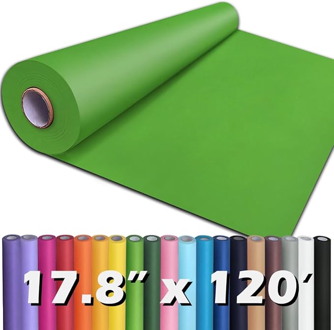 PerkHomy 17.8" x 1,440" (120') Medium Green Kraft Paper Roll for Craft Bulletin Board Paper Art Table Covering Crafting Gift Wrapping Bouquet Packing Parcel 80GSM (Medium Green, 17.8" x 120')