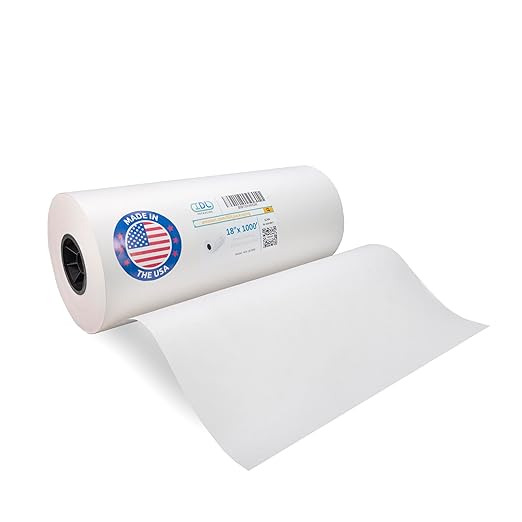 IDL Packaging White Butcher Paper 18" x 12000" (1000 feet) - USA-Made Natural Butcher Paper Roll for Meat and Fish - Uncoated, Unwaxed & Food-Grade Material for Smoker, Grilling & BBQ by IDL Packaging