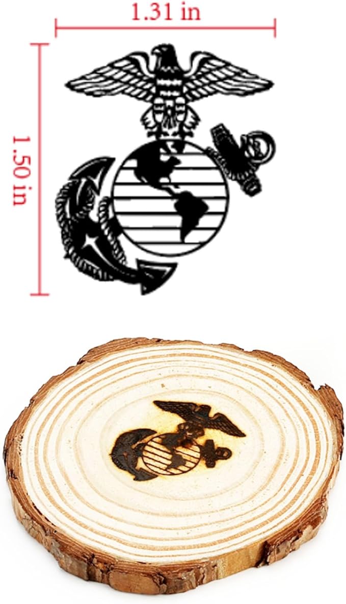 AIMOADO United States Marine Corps Emblem Branding Iron, 1 1/2" Brass Branding Iron Stamp for Hats Wood Leather