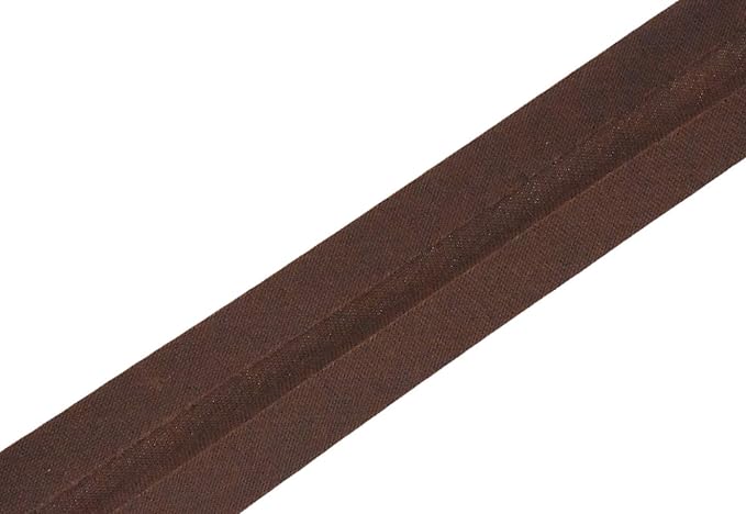Mandala Crafts 55 Yards 1/2 Inch Brown Double Fold Bias Tape for Sewing - Bias Binding Tape for Quilting Binding, Hemming, Seam, and Fabric Piping