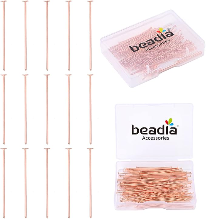 Rose Gold Plated Flat Head Pins Non Tarnish 40mm 150pcs for Jewelry Making Findings