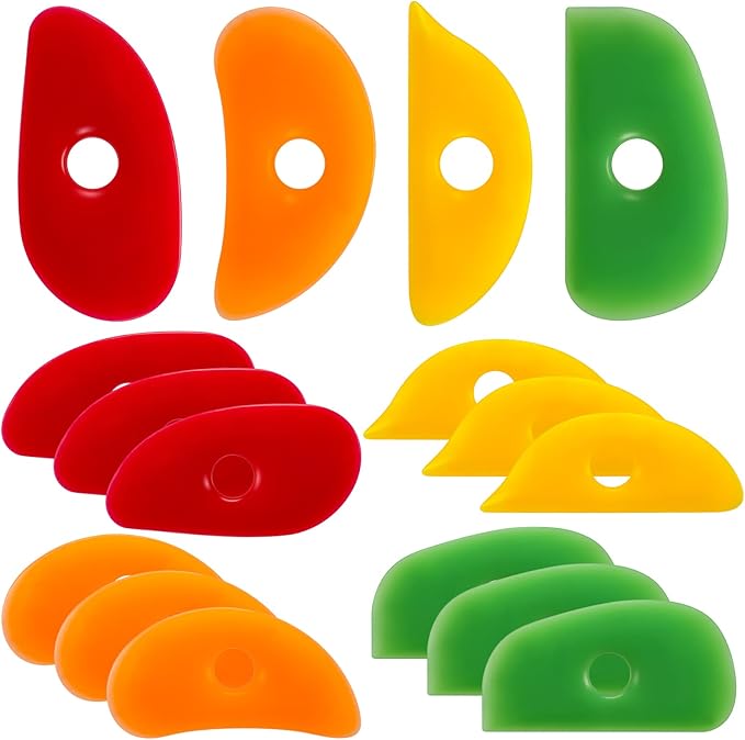 Sherr 12 Pcs Soft Rubber Rib for Pottery Clay Silicone Ceramics Tools Multi Styles Pottery Rubber Clay Ceramic Ribs for DIY Smooths Shapes Sculpting Ceramics Tool(Classic Style,Classic Color)