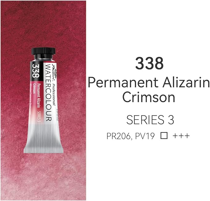 PHOENIX Professional Watercolor Paint Single Tube - 0.47 Fl Oz / 14ml - Permanent Alizarin Crimson