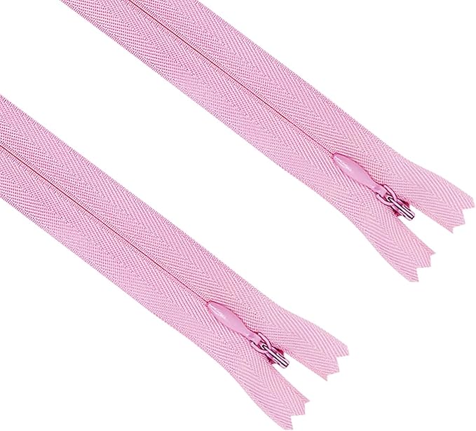 ANPURZII 2PCS #3 18 Inch Pink Invisible Zippers for Sewing Skirts, Nylon Coil Bulk Zippers for Pocket, Pillow(Pink 18" 2PCS)