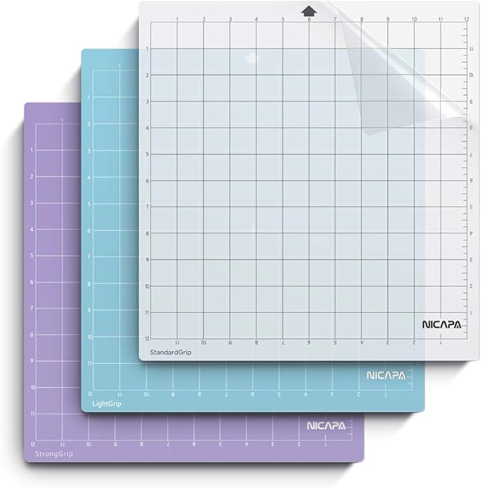 Nicapa Replacement Cutting Mat for Silhouette(12x12 inch 3pack-Standardgrip、Lightgrip、Stronggrip) Adhesive&Sticky Non-Slip Flexible Square Gridded Cut Mats Set Matts Vinyl Craft Sewing Cloth