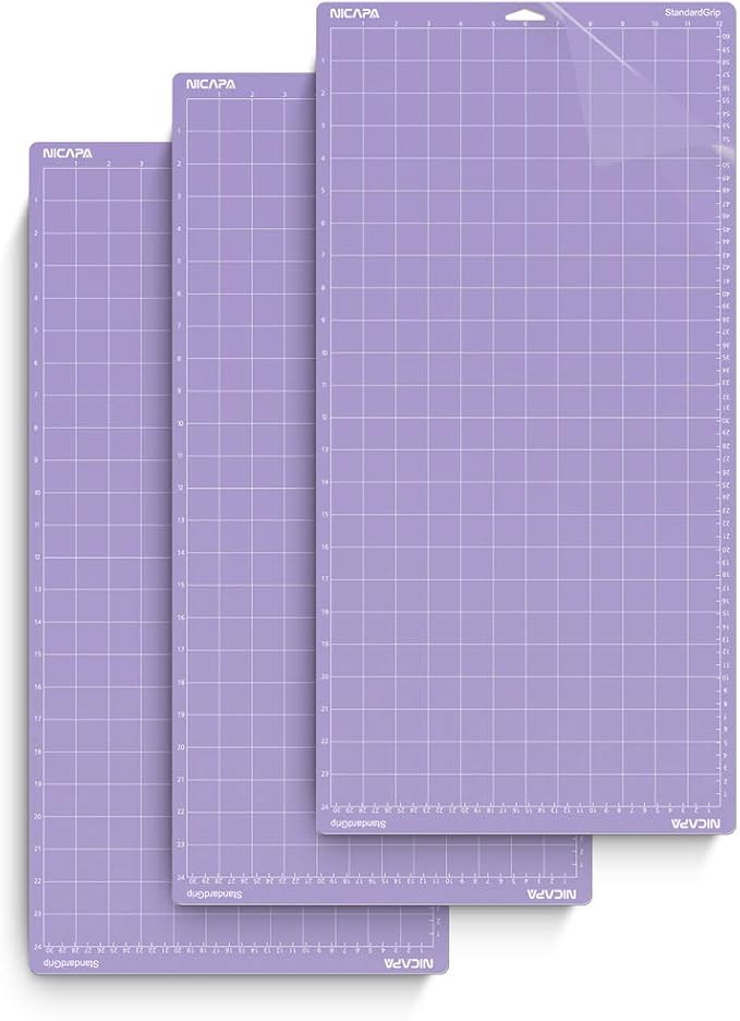 Nicapa Strong Grip Cutting Mat for Cricut Maker 3/Maker/Explore 3/Air 2/Air/One (12x24 inch,3 Mats) Strong Adhesive Sticky Blue Quilting Replacement Cut Mats