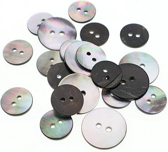 Leekayer 22 Pieces Genuine Mother of Pearl Blazer Buttons Suit Set 20mm 15mm Natural Black MOP Shell Buttons Bulk for Men (Black MOP),YBZBK-B