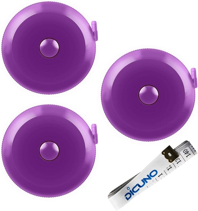 DiCUNO 60-Inch 1.5 Meter Soft and Retractable Tape Body Tailor Sewing Craft Cloth Dieting Measuring Tape (3 Pcs of Purple)