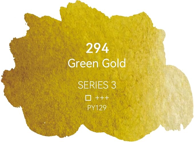 PHOENIX Professional Watercolor Paint - Single Watercolor Half Pan - Green Gold 294