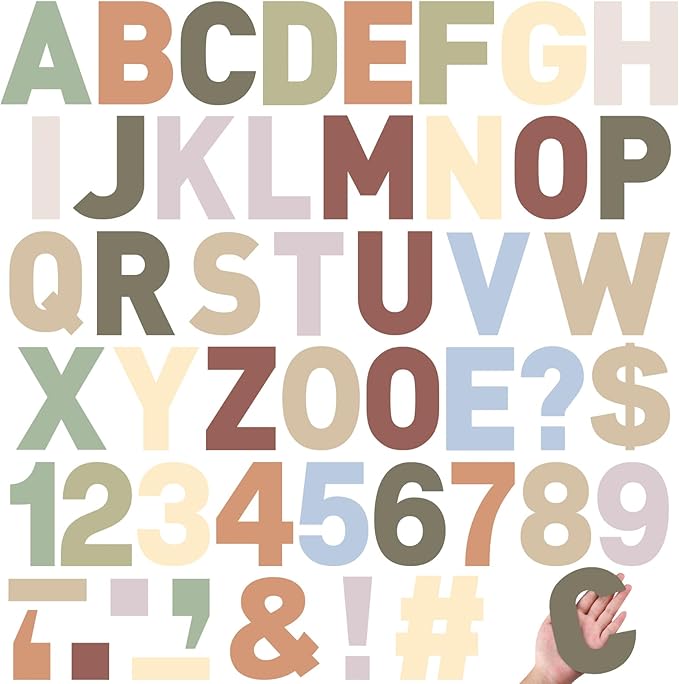 184 Pcs Large Vinyl Letter Sticker 6" Big Alphabet Number and Symbol Sticker Self Adhesive Removable Letter Decal for Christmas Bulletin Board Classroom Decor Poster Window Door Mailbox(Vivid Color)
